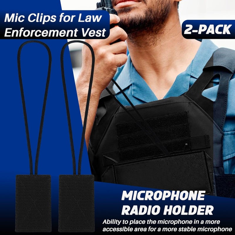 Terixe 2 Pack Mic Clips for Law Enforcement, Black Radio Mic Holders, Mic Clips for Law Enforcement Vest, Essential Law Enforcement Accessories - 7 inchs - Image 2